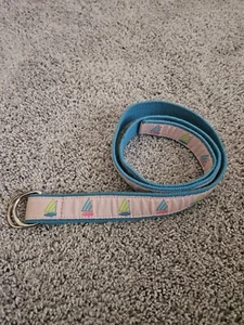 Douglas Paquette Belt Womens Size Large Sailboat Light Blue & Pink Nautical  - Picture 1 of 10