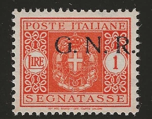1944 Repubblica Sociale RSI - Segnatasse G.N.R. Verona 1 L. sorpastampa spostata - Picture 1 of 1