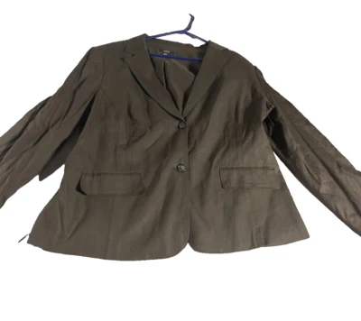 Blazer Alfani Marrón Mezcla de Lino Chaqueta Mujer Talla 24W 2 Botones Oficina Carrera NUEVO Foto 1 de 4