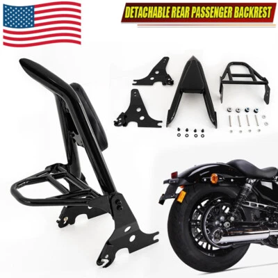 Sissy Bar Backrest w/Luggage Rack Fit For 2004-UP Harley Sportster XL 883 1200 - Imagem 1 de 4