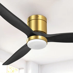 52" Flush Mount Ceiling Fans with Lights and Remote Control 3 Blade Reversible - Picture 1 of 9