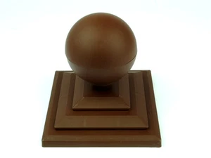 Linic 8 x Brown Round Sphere Fence Top Finial + 3" Fence Post Cap UK Made GT0029 - Picture 1 of 2