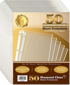 50 Pack Diamond Clear Sheet Protectors, Anti-Glare, 8.5 x 11, Topload - Picture 1 of 11
