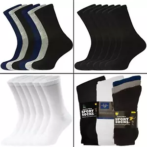 Mens Sports Socks 6 Pairs Cotton Rich Cushioned Everyday Crew Socks UK Size 6-11 - Picture 1 of 13