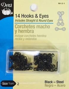 DRITZ - 14 ganchos y ojos (tamaño: 2) (negro-acero) - Imagen 1 de 1