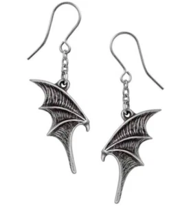 A Night With Goethe Droppers, Earrings, Boxed, Bat Demon Wing, Alchemy England - Picture 1 of 6