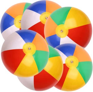 Beach Ball Lot of 6 Rainbow Colored Beach Balls 12" Beachball Pool Toy - Picture 1 of 6