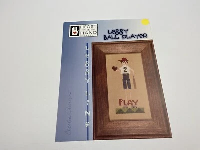 Heart In Hand Leggy Ball Player Counted Cross Stitch Pattern Baseball - Image 1 of 3