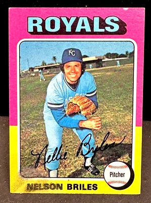 Nelson Briles 1975 Topps заводская опечатка ошибка отпечаток пальца пятно #495 Royals - Изображение 1 из 4