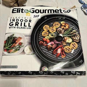 Parrilla de barbacoa eléctrica interior Elite Gourmet sin humo con tapa de vidrio - NUEVA CAJA DAÑADA - Imagen 1 de 5