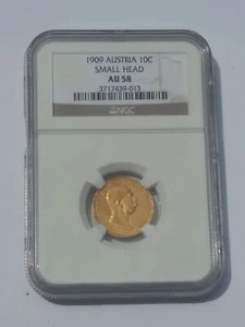 1909 Austria 10C Small Head AU 58 Gold Coin - Picture 1 of 3