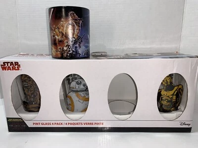 LOTE DE 4 VASOS DE PINTA Star Wars The Last Jedi Chewbacca C-3PO BB-8 REY FINN Foto 1 de 4