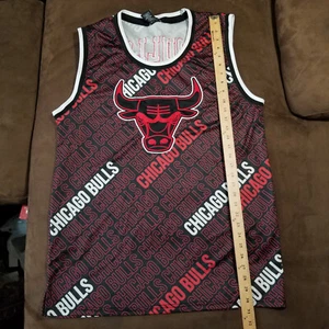 CHICAGO BULLS TANK JERSEY LARGE EMBROIDERED BULL PATCH AOP BOYS 2XL - Picture 1 of 9