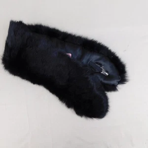 Vintage Cejon Accessories Genuine Rabbit Fur Neck Warmer Scarf Stole Black #7983 - Picture 1 of 5