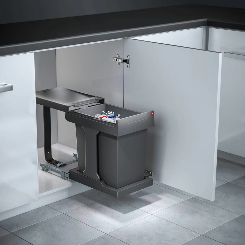 Abfallsammler Solo 20L Dunkelgrau Abfalleimer mit Ausfahrautomatik Hailo 3636001 - Bild 1 von 4