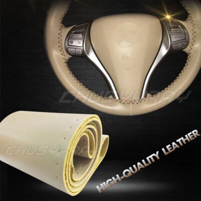 Leather Car Steering Wheel Cover Braid 38cm Breathable Anti Slip Protector 38cm - Image 1 of 4