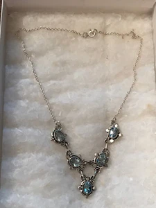 BRAND NEW 925 STERLING SILVER & BLUE TOPAZ NECKLACE, ABSOLUTELY STUNNUNG - Picture 1 of 2