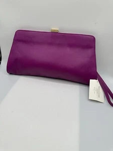 Sezane Margot Fuchsia Leather Oversized Clutch Wristlet Purse - Picture 1 of 12