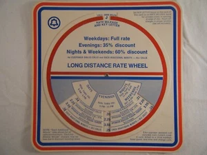 Vintage Bell Telephone Long Distance Rate Wheel Paper Cardboard - Picture 1 of 4
