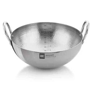 Be Bergner 32cm (6.5L) Stainless Steel Hammered Kadai BGIN-6222 (Induction Base) - Picture 1 of 5