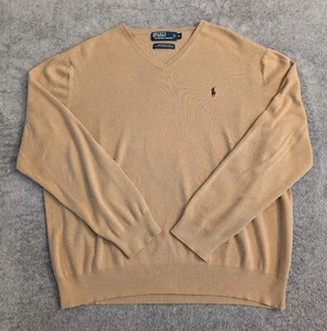 Polo Ralph Lauren Men's Sz XL Brown Wool Sweater Casual Preppy Pony Pima Cotton  - Picture 1 of 6