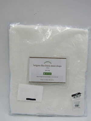 Pottery Barn Belgian Flax Linen Libeco Sheer Drape Curtain White 50 x 84" #A1206 - Image 1 of 4