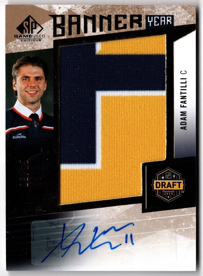 2023-24 Upper Deck SP Game Used Banner Year Auto ADAM FANTILLI BYDR AF /15 UD RC - Image 1 of 2