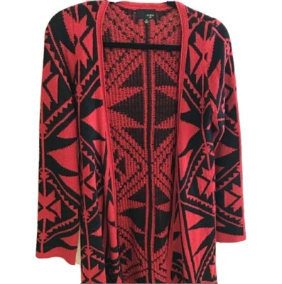 Umgee Jr Mujer Mediano TRIBAL ESTAMPADO SUÉTER Frente Abierto Largo Cárdigan Negro Rojo M Foto 1 de 4