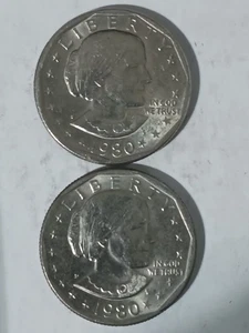1980-S&D Set Of Susan B Anthony Wide Rim Near Date Variety - Picture 1 of 2
