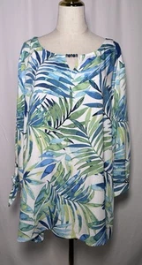 Allison Daley Women Tunic Blouse Shirt Top 3X Keyhole 3/4 Sleeve Blue White $69 - Picture 1 of 19