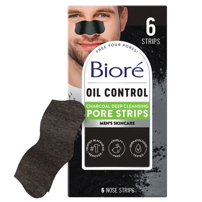 Bioré Men’s Charcoal Deep Cleansing Pore Strips Blackhead Remover 18 Count” - Image 1 of 4