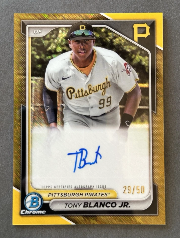 2024 Bowman Chrome Tony Blanco Jr Gold Shimmer Refractor Auto /50 Pirates - Image 1 of 2