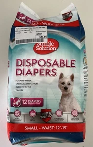 Simple Solution Disposable Diapers Small Dog Waist 12"-19" 12 Count Pack New - Picture 1 of 1