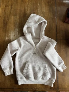 Abercrombie Kids Boys Cream Half Zip Fleece Sherpa Pullover Hoodie Size 7/8 - Picture 1 of 5