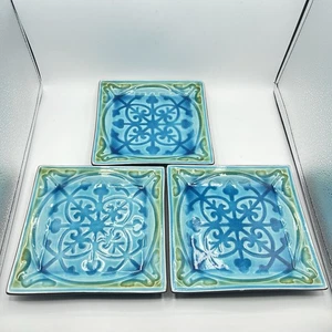 Roscher Lorelei bunte stilvolle quadratische 8 1/4" Teller Steinzeug - 3er Set - Bild 1 von 14