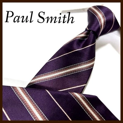 Corbata Paul Smith Regimiento Seda Rayas Morado Marrón Excelente Estado Foto 1 de 4