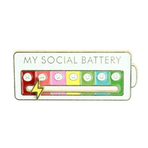Pin's - My Social Battery - en Acier - Humour - Trendy - Picture 1 of 9