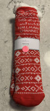 ONE SIZE RED LET'S STAY IN AND WATCH HALLMARK CHANNEL SLIPPER SOCKS #21827