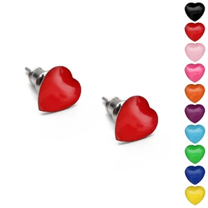 Snykk Women's Heart Stud Earrings Stainless Steel Various Colors - Picture 1 of 34