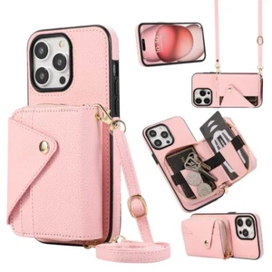 PU Leather Cover Credit Card Slot Holder For iPhone 15 14 Plus 13 12 11 Pro Max - Picture 1 of 19