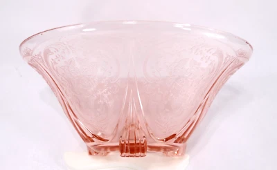 Hazel Atlas 3-Toed Footed 10" Depression Glass BOWL, Royal Lace, PINK,  MINT! - Image 1 of 4