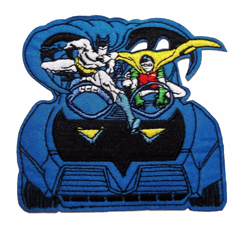 Batman and Robin Batmobile 3.75 Inch Wide Iron on Patch - Image 1 of 1
