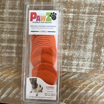 12 Botas Pawz Naranja Goma Perro Reutilizables Impermeables Talla X-Pequeña Foto 1 de 2