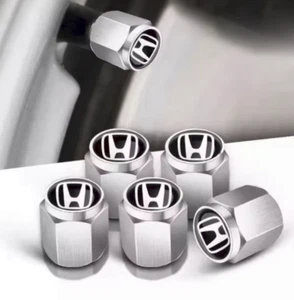 5 pcs Car Wheel Tire Air Valve Dust Stem Cap Cover For Honda Metal Silver - Picture 1 of 4