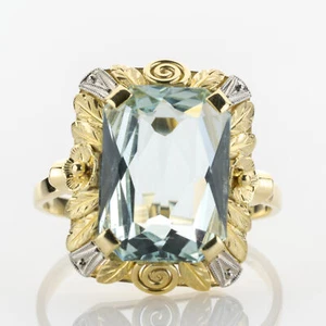 Retro Ring aus 585er Gold mit 4.0ct Aquamarin - Picture 1 of 5