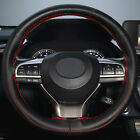 2023 Hand Sew Leather Car Auto Steering Wheel Cover W/ Needle Threads Red Wrap