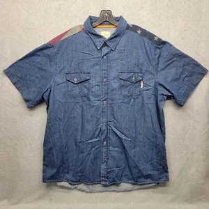 Field And Stream 3XL American Flag Button Snap Denim Short Sleeve Jacket Shirt - Picture 1 of 11