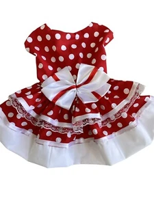 Red And White Dots Dog Dress Handmade Medium Animal Clothes - Picture 1 of 1
