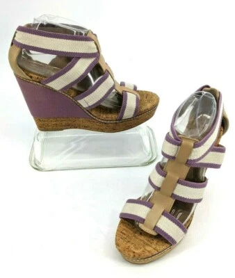 Splendid Sandals Size 10 Nude Purple Platform Fabric Strappy Wedge - Image 1 of 4