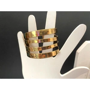 Bracciale Rustico Bracciale JUDY Metallo Martellato Oro Ritagliato - Foto 1 di 7